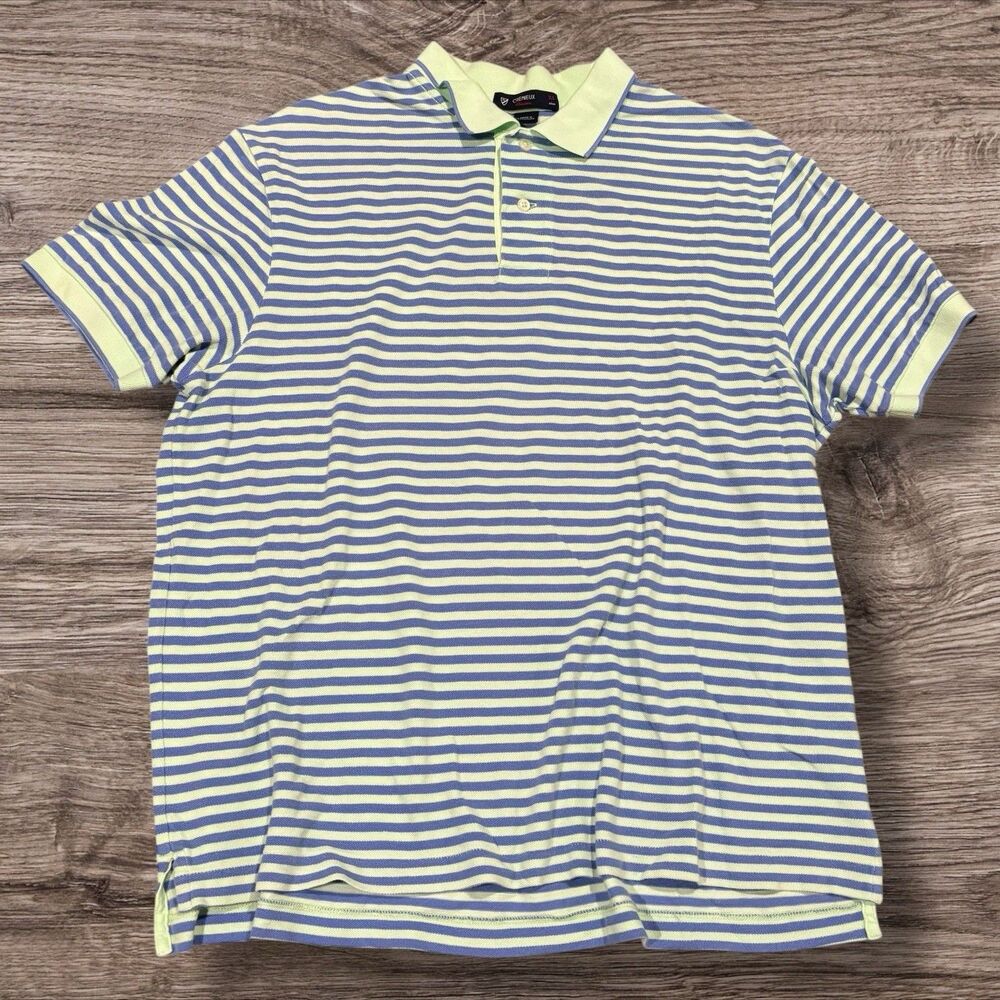Cremieux 38 Classics Blue & Light Green Striped Golf Polo Men's XL Shirt Casual